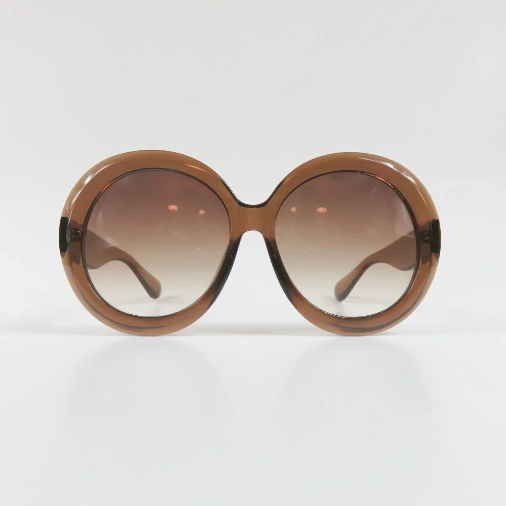 Vintage Round Sunglasses XL Frames - Oversize Retro 1970's 1960's - Caramel NEW - Picture 2 of 8